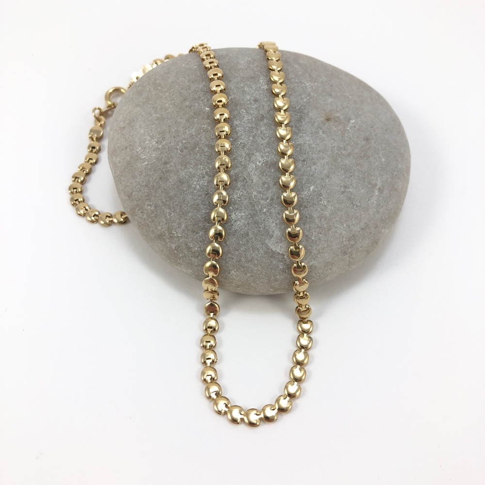 Gold Choker Necklace Tiny Heart Shape Links 15 1/4" Long 3mm Wide Gold Plate NOS